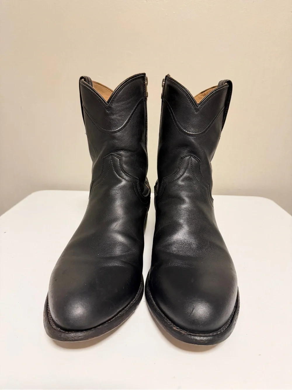 Tecovas The Dean Black Calfskin Leather Zip Cowboy Boots Men’s US 11 D